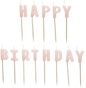 Świeczki Happy Birthday różowe 2,5cm