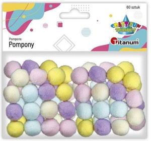 Pompony poliestrowe 16mm mix 60szt