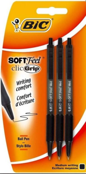 Długopis czarny Soft feel. 3 szt. BIC