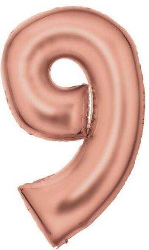 Balon foliowy cyfra 9 satynowa różowe złoto 86cm