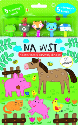Na wsi. Kolorowanka z barwnym obrysem