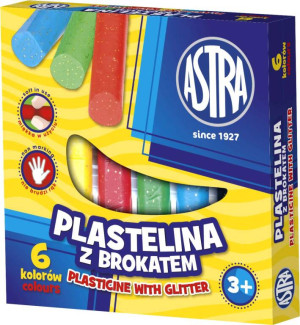 Plastelina z brokatem 6 kolorów