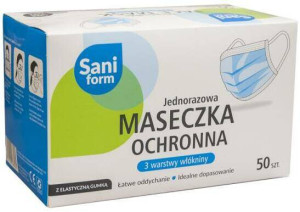 Maseczka jednorazowa trójwarstwowa. Opakowanie, 50 sztuk