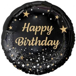 Balon foliowy B&C Happy Birthday czarny 45cm