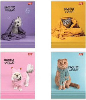 Paczka Zeszyt A5 32k.linia dwukolorowa okładka laminowana Pawsitive Vibes mix 15 sztuk