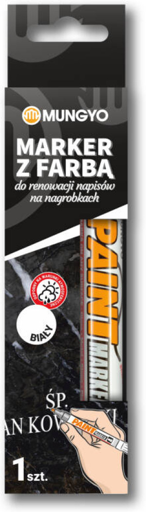 Marker z farbą do renowacji napisów na nagrobkach Mungyo biały