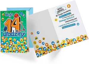 Karnet. Urodziny 14 chłopiec