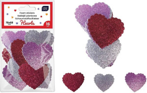 Naklejki brokat piankowe samoprzylep. Hearts