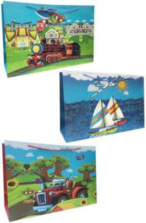 Torebka ozdobna prezentowa Chłopięca JP9185H SD20 60x40x20 cm szerokie dno, mix cena za 1 szt