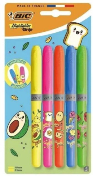 Zakreślacz Grip Neon Kawaii mix 5szt BIC