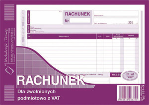 Rachunek dla zwolnionych podmiotowo z VAT. Druk 231-3