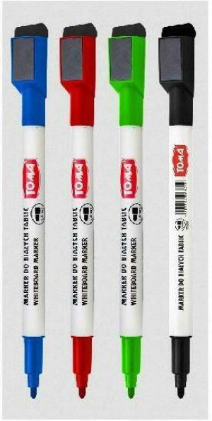 Marker do tablic. 4 kolory + magnes + ścierak