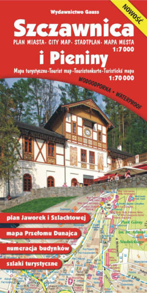 Szczawnica plan miasta 1:7000 i pieniny mapa turystyczna 1:70 000 mapa wodoodporna