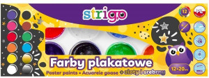 Strigo. Farby plakatowe 20ml, 12 kolorów