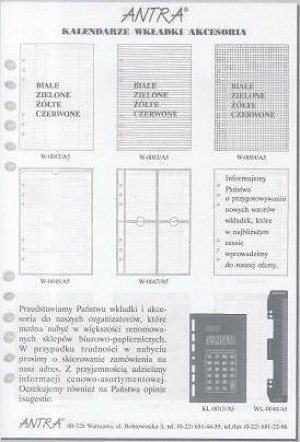 Wkład do organizera A5. Bloczek
