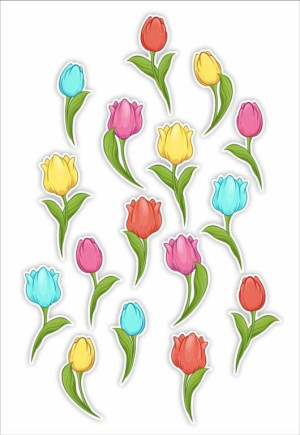 Dekoracje okienne dwustronne. Tulipany
