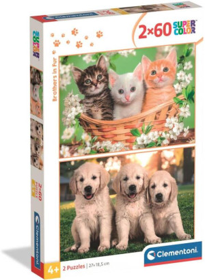Puzzle 2 x 60 Super Color. Brothers in Fur