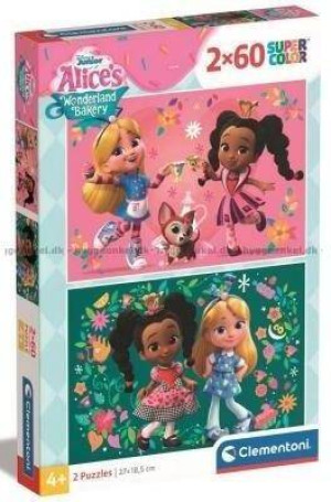 Clementoni. Puzzle 2x60. Super Kolor. Alice`s Wonderland Bakery