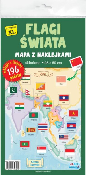 Flagi świata. Mapa z naklejkami