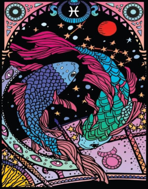 Kolorowanka welwetowa A4 Zodiak Ryby