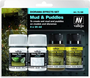 Vallejo: 73.189 - Diorama Effects Set - Mud & Puddles (4 x 35 ml)