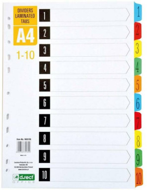 Przekładki kartonowe 1-10 index laminowany D.RECT