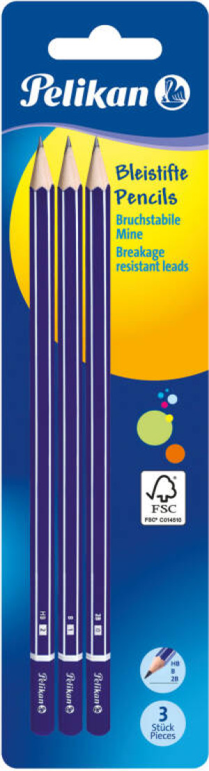 Pelikan. Ołówek GP 2B/B/HB, 3 sztukI