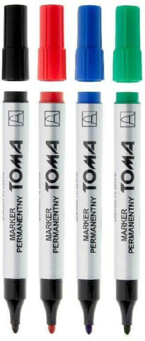 Marker permanentny okrągły mix 4 kolory TOMA