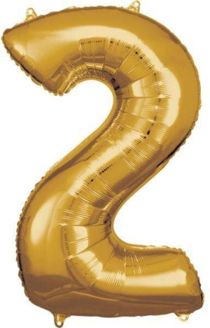 Balon foliowy cyfra 2 złota 57x86cm