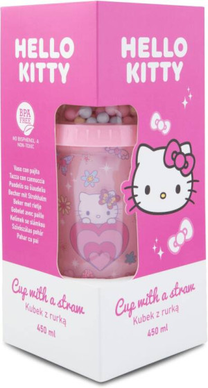 Kubek z rurką 450ml Hello Kitty Light Pink