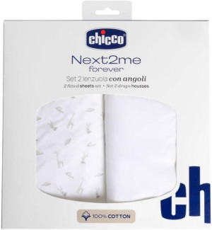 Chicco. Next2Me Forever. Prześcieradło. Bawełna. Cloud. 2 sztuki