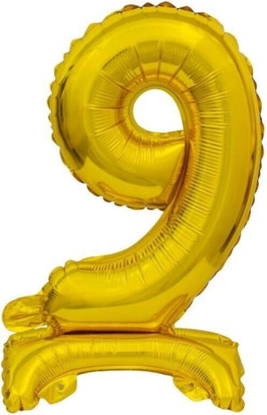 Balon foliowy B&C Cyfra stojaca "9" złota 38cm
