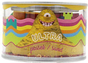Ultra Piasek puszka 200 g. 5 foremek zamek, żółty