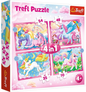 Jednorożce i magia. Puzzle 4w1