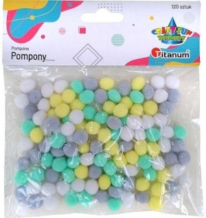 Pompony poliestrowe 10mm mix 120szt