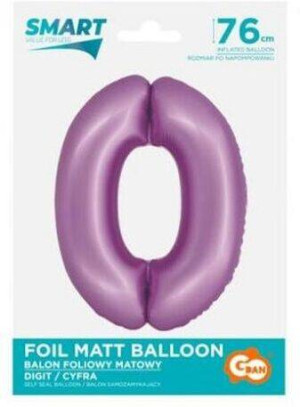 Balon foliowy Smart cyfra 0 lawendowy matowy 76cm