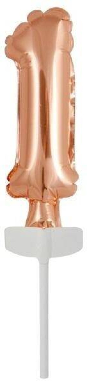 Balon foliowy mini cyfra 1 różowe złoto 4x12cm