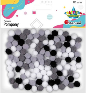 Pompony poliestrowe 10mm. Mix