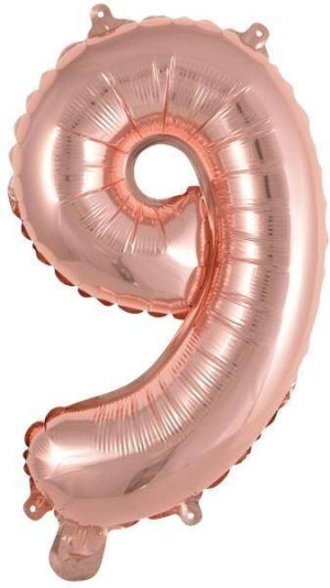 Balon foliowy mini cyfra 9 różowe złoto 30x40cm