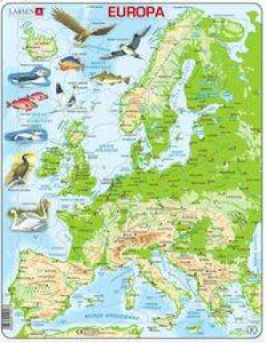 Układanka. Mapa topograficzna Europy. 87 elementów