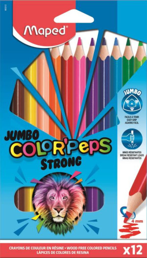 Kredki Colorpeps Strong Jumbo, 12 kolorów