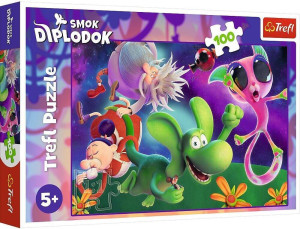 Puzzle 100 Smok Diplodok i przyjaciele TREFL