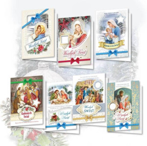 Karnet DL BN z opłatkiem, religia (10szt) MIX