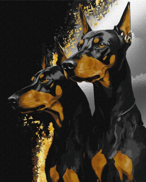 Malowanie po numerach. Wierne dobermany 40x50cm
