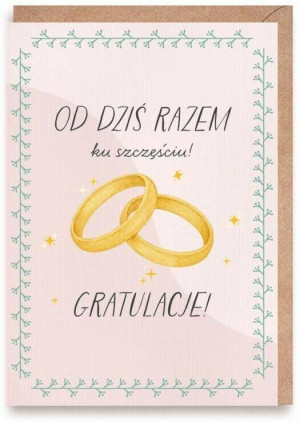 Kartka ślubna Obrączki, eko koperta
