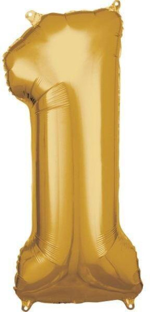 Balon foliowy cyfra 1 złota 38x86cm