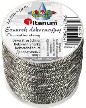 Sznurek metalizowany z rdzeniem 1.5mmx30m srebrny