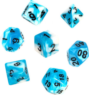 Komplet kości REBEL RPG - Dwukolorowe - Błękitno-białe