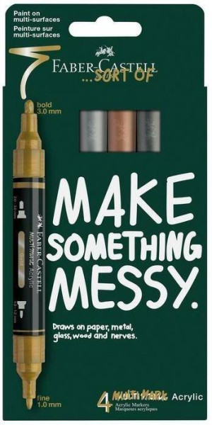 Markery akrylowe metaliczne 4kol. FABER CASTELL