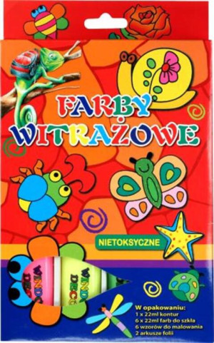 Farby witrażowe 22ml 6 kolorów + konturowa
